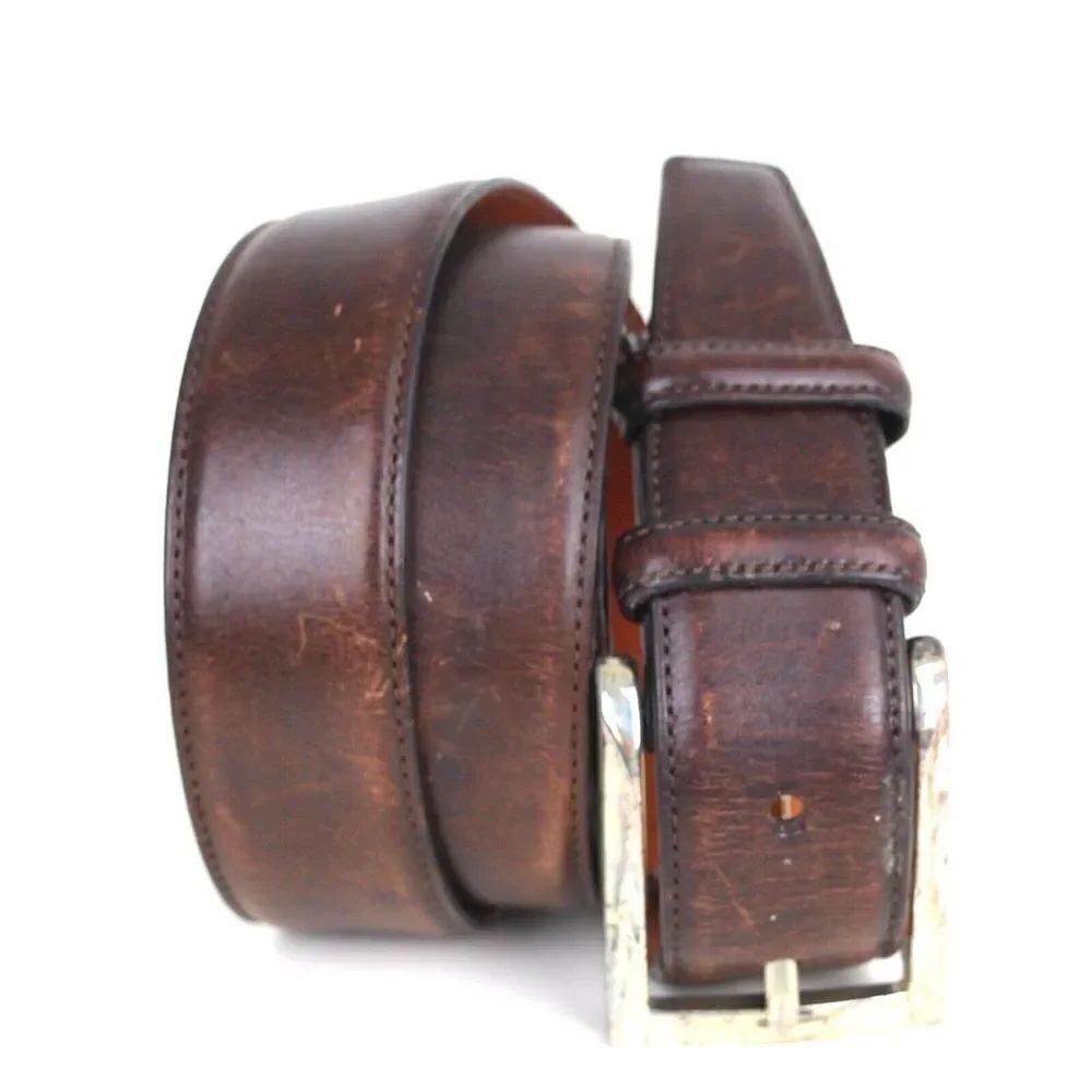 VTG Trafalgar BROWN GENUINE LEATHER 1 1/8"Wd CASUAL DRESS MEN'S BELT Sz 36 (B95